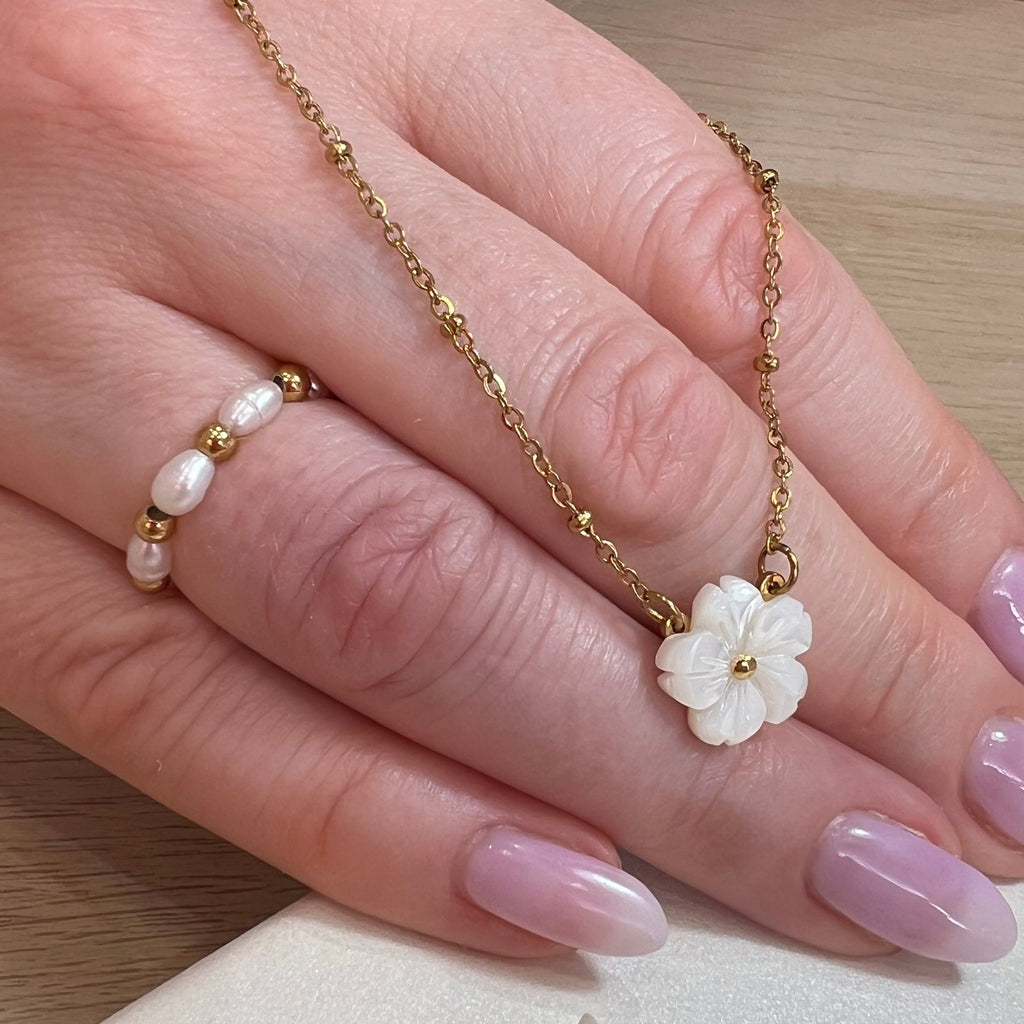Pearl and Gold Beaded Ring