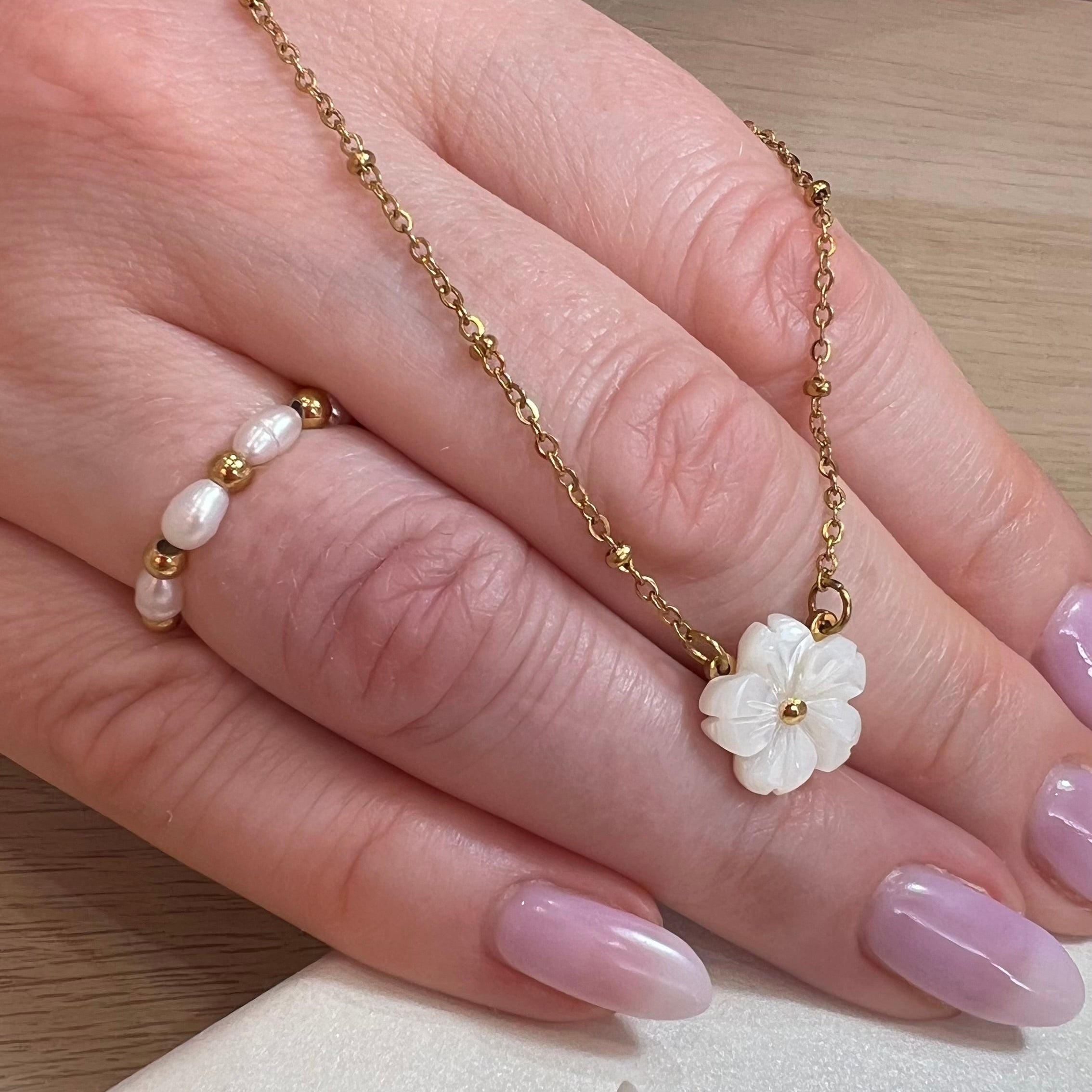 Pearl and Gold Beaded Ring