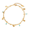 Double Layered Turquoise & Shell Anklet Chain