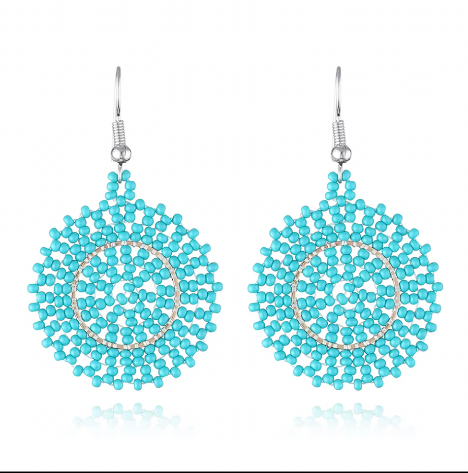 Handmade Beaded Turquoise Earrings