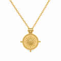 18k Gold Sun Compass Pendant Necklace