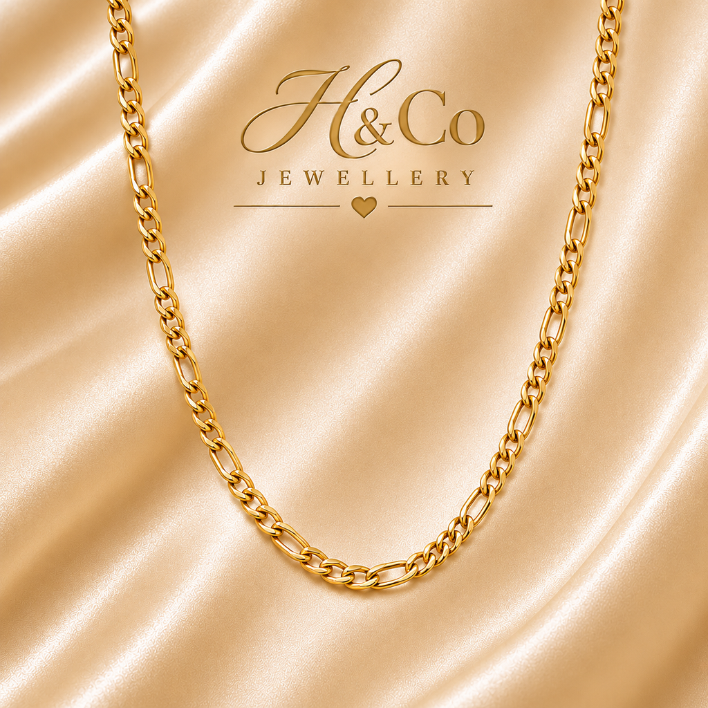 18K Gold Figaro Link Necklace