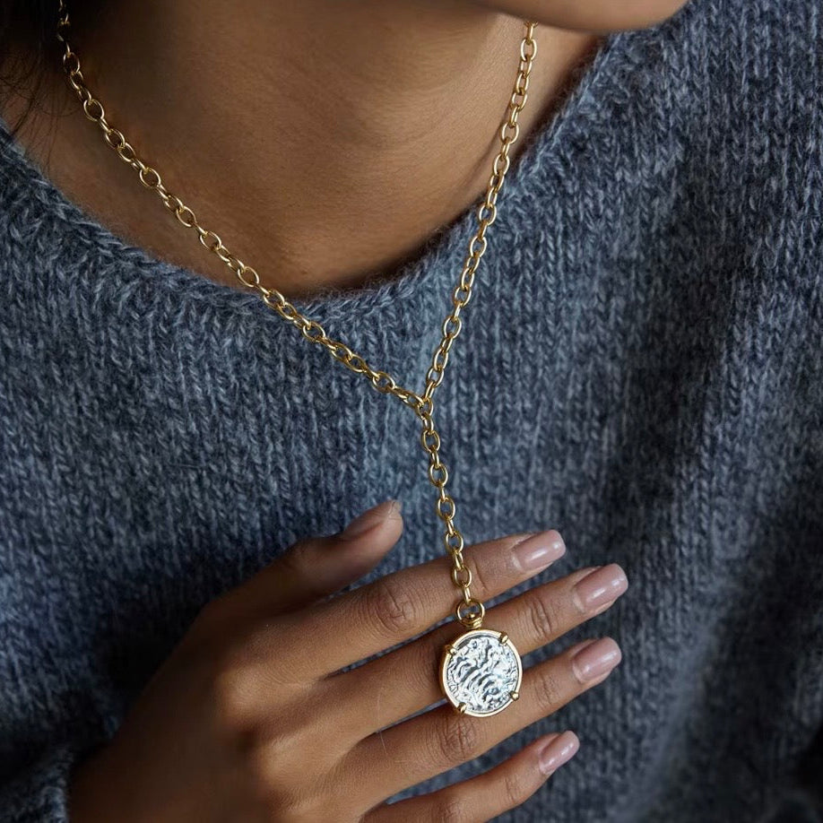 Gold Y Chain Tassel Necklace with Pendant