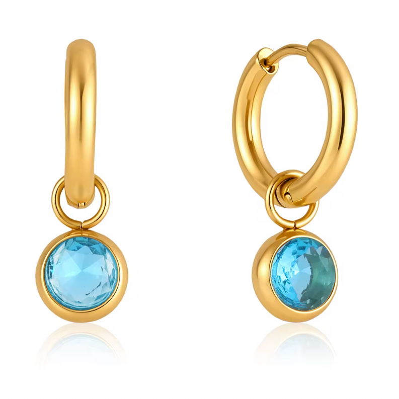 Gem Drop Huggie Hoop Earrings