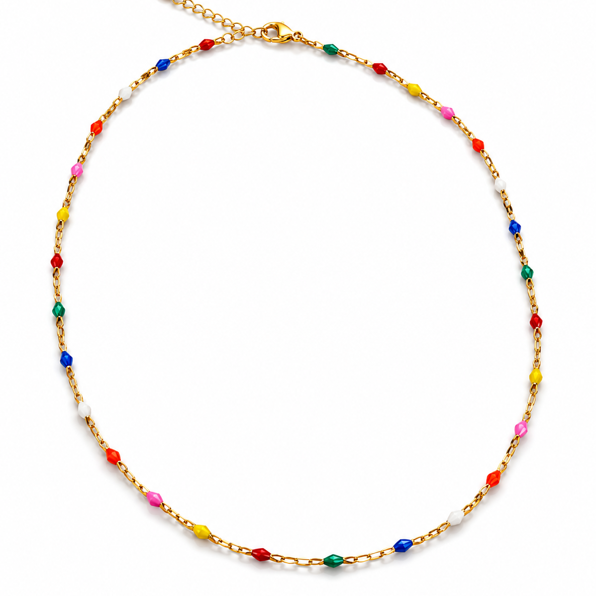 Multi-coloured Beaded Lip Chain Necklace
