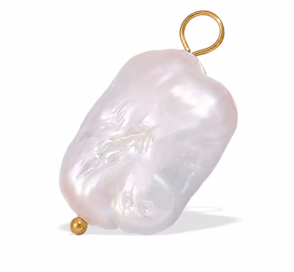 18k Gold Cable Necklace with  Large Pearl Pendant