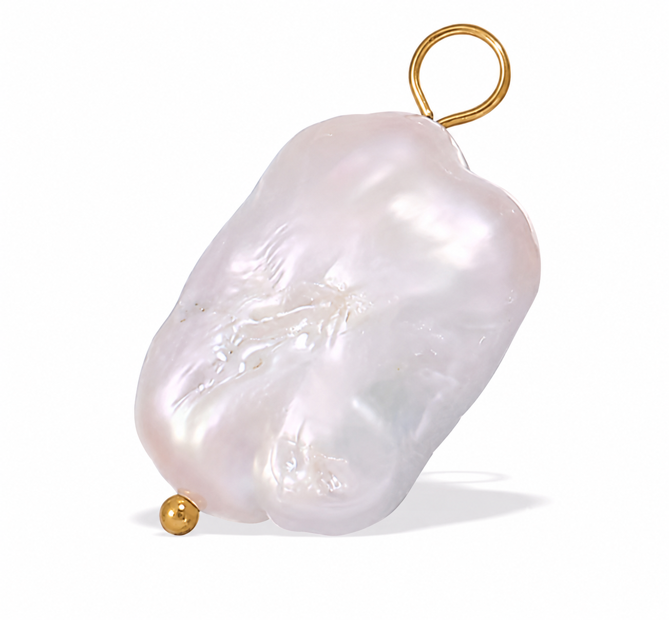 18k Gold Cable Necklace with  Large Pearl Pendant