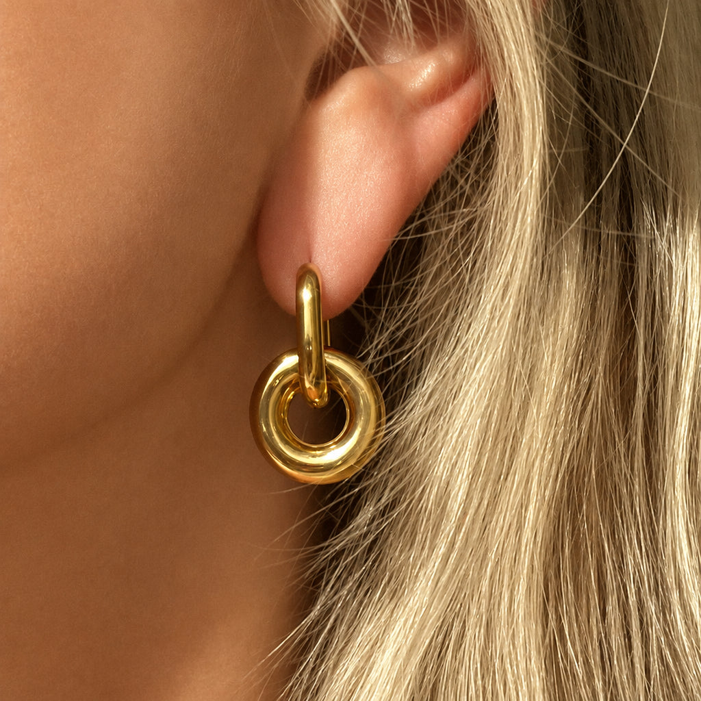 Double Hoop Gold Earrings