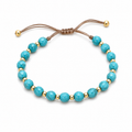 Handmade Beaded Turquoise and Gold Rope Bracelet