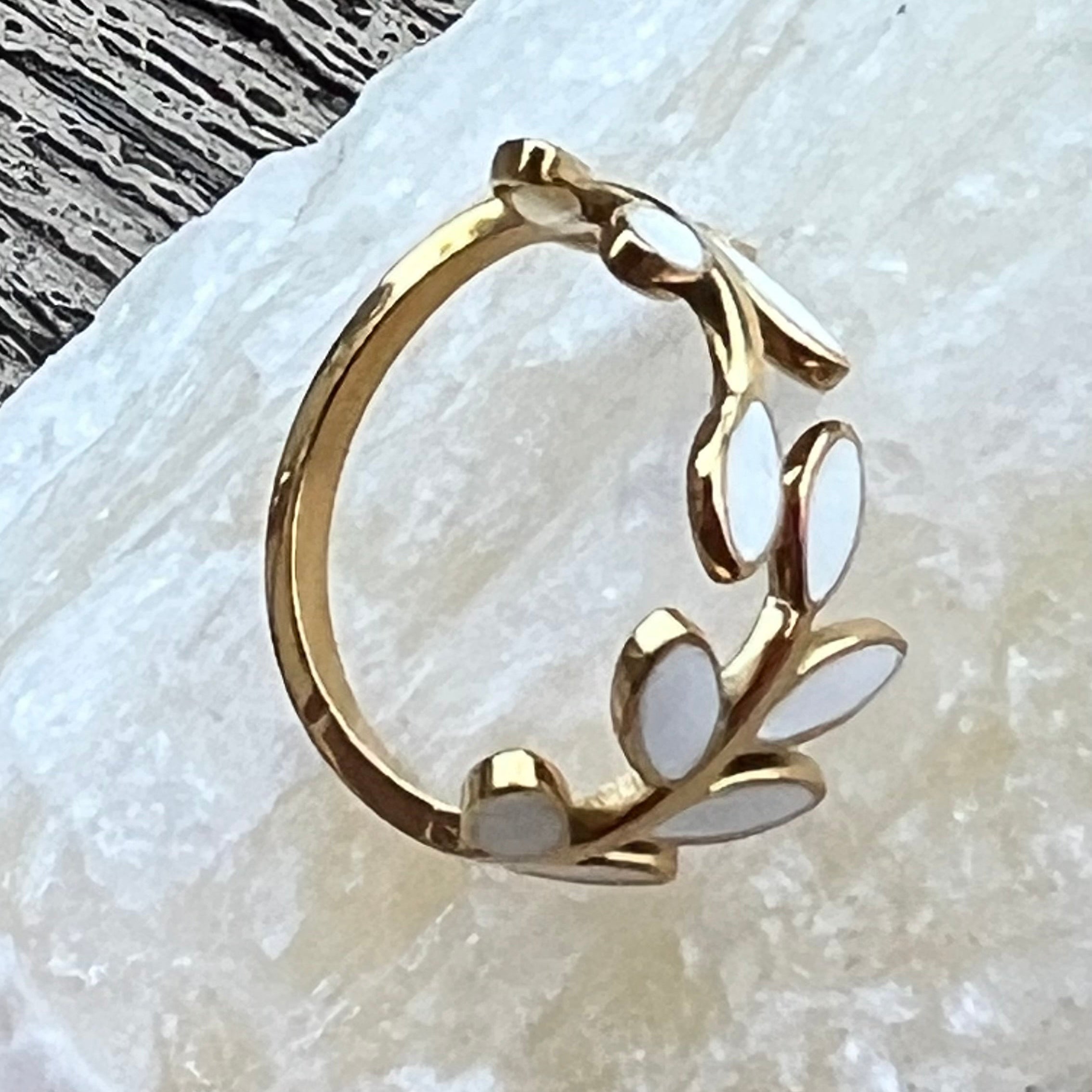 18k Gold Plated adjustable Ring with Leaf Design
