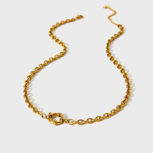 18k Gold Cable Necklace with  Large Pearl Pendant