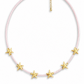 Summer Beach Pale Pink Rice Beaded and Starfish Necklace