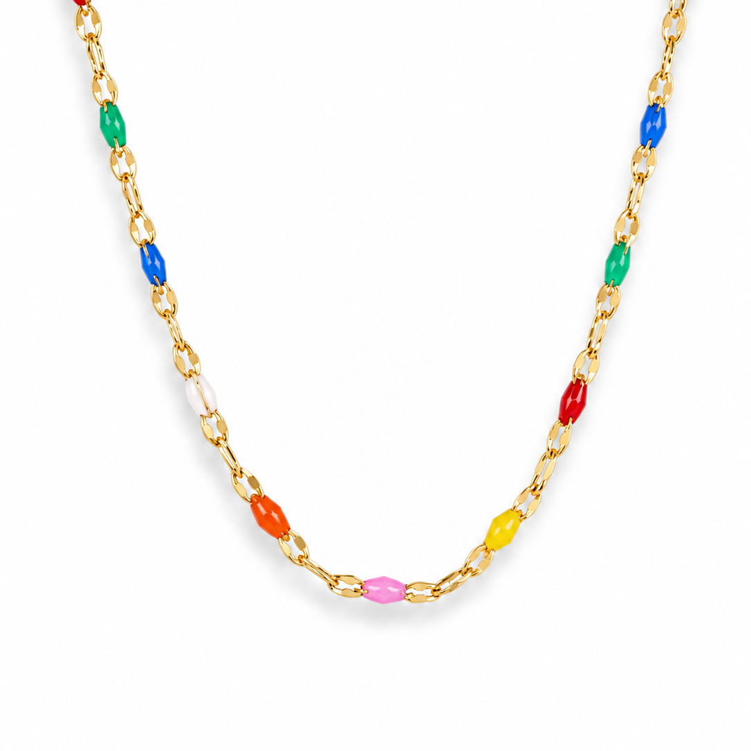 Multi-coloured Beaded Lip Chain Necklace