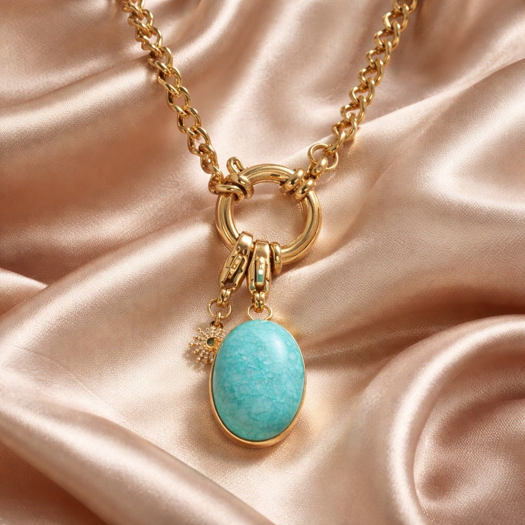 Blue Stone Charm Necklace