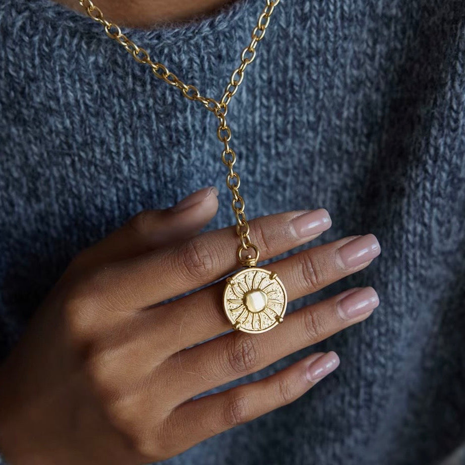Gold Y Chain Tassel Necklace with Pendant