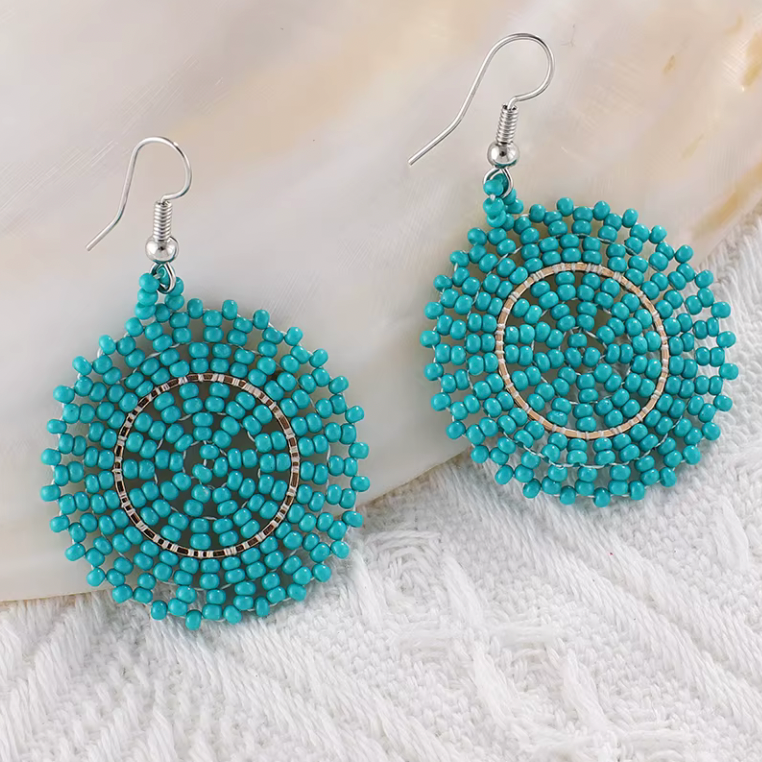 Handmade Beaded Turquoise Earrings