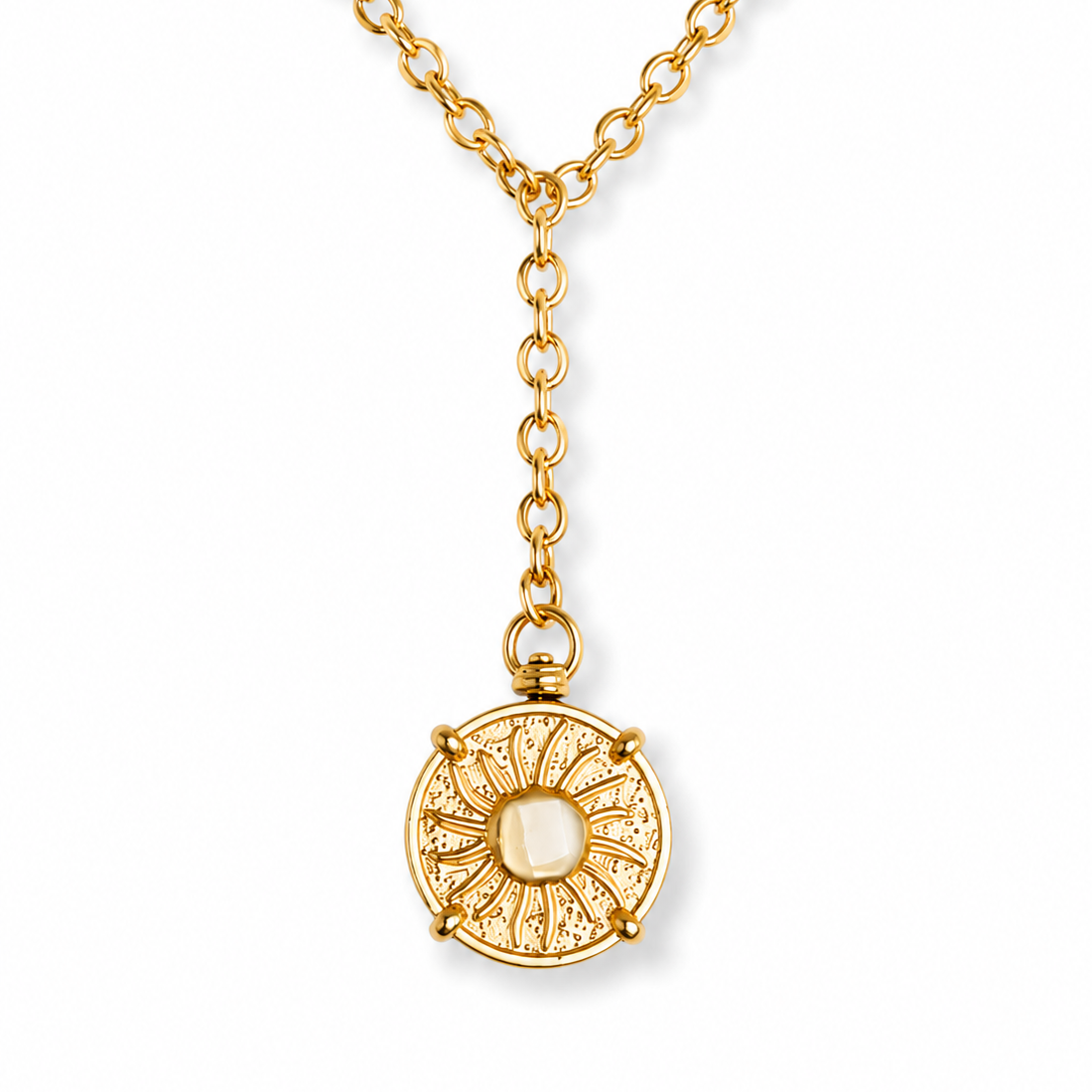 Gold Y Chain Tassel Necklace with Pendant
