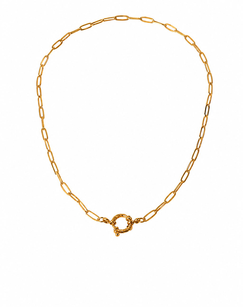 18k Gold Paperclip Link Necklace