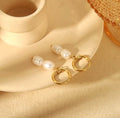 Gold & Pearl Drop Beaded Hoop Earrings