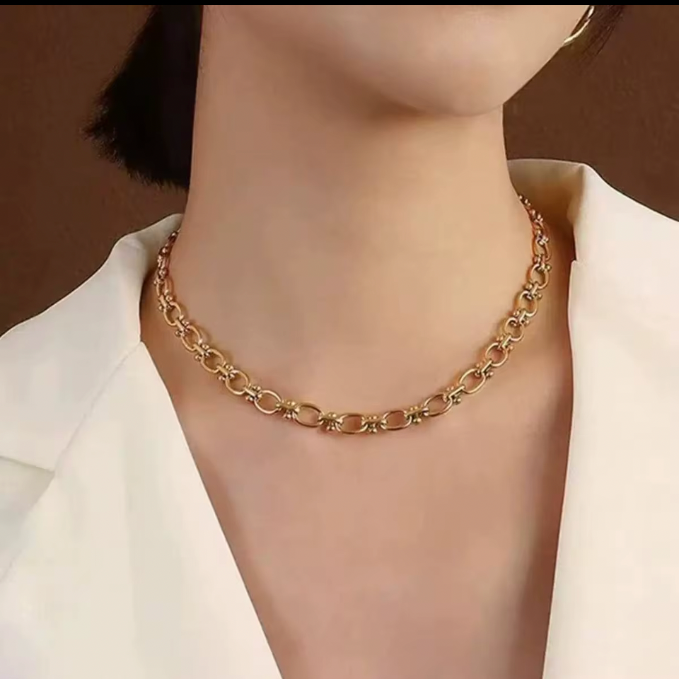 Orbital Chain Necklace 18k Gold PVD Plated