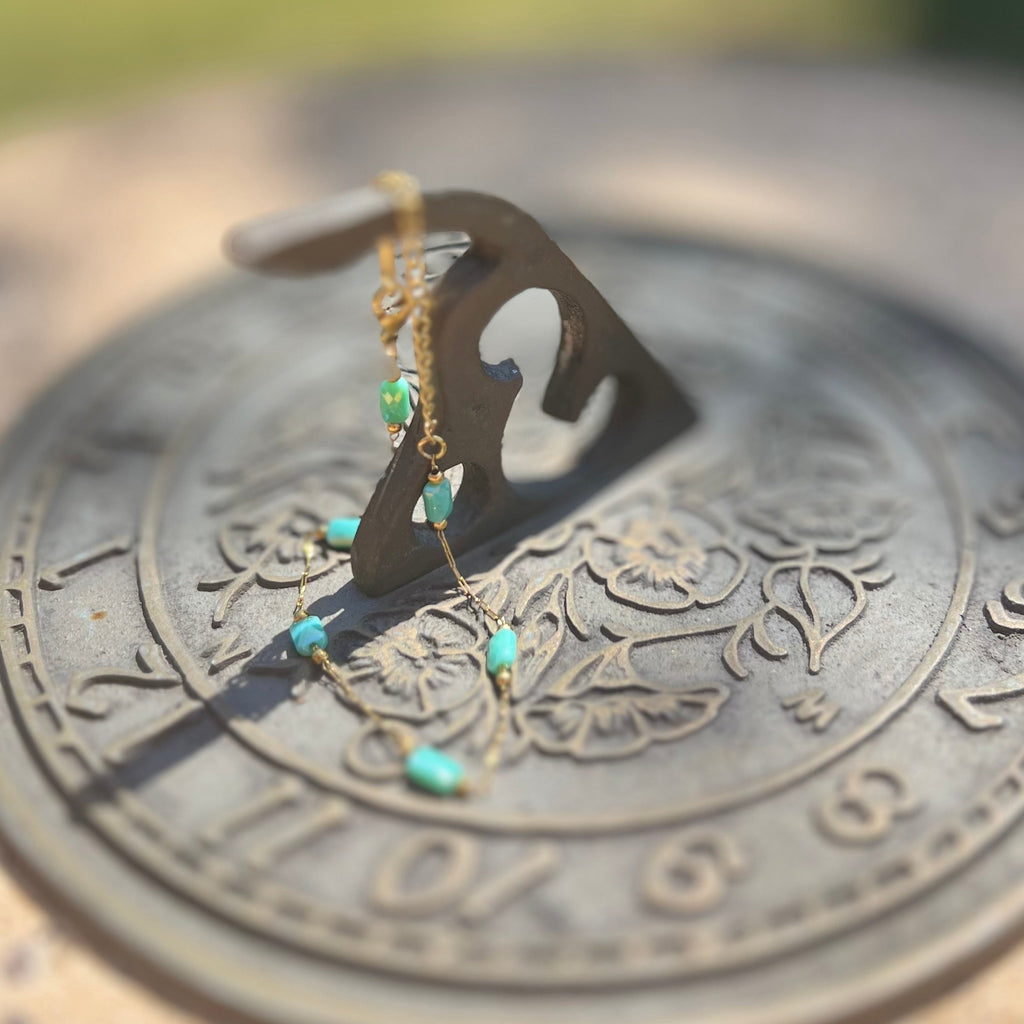 Blue Glass Crystal Bead Gold Bracelet