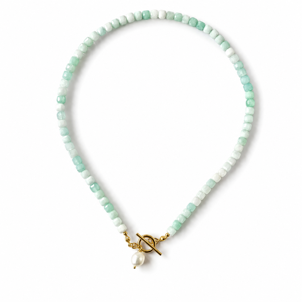 Aquamarine/Amazonite Natural Stone Beaded Necklace
