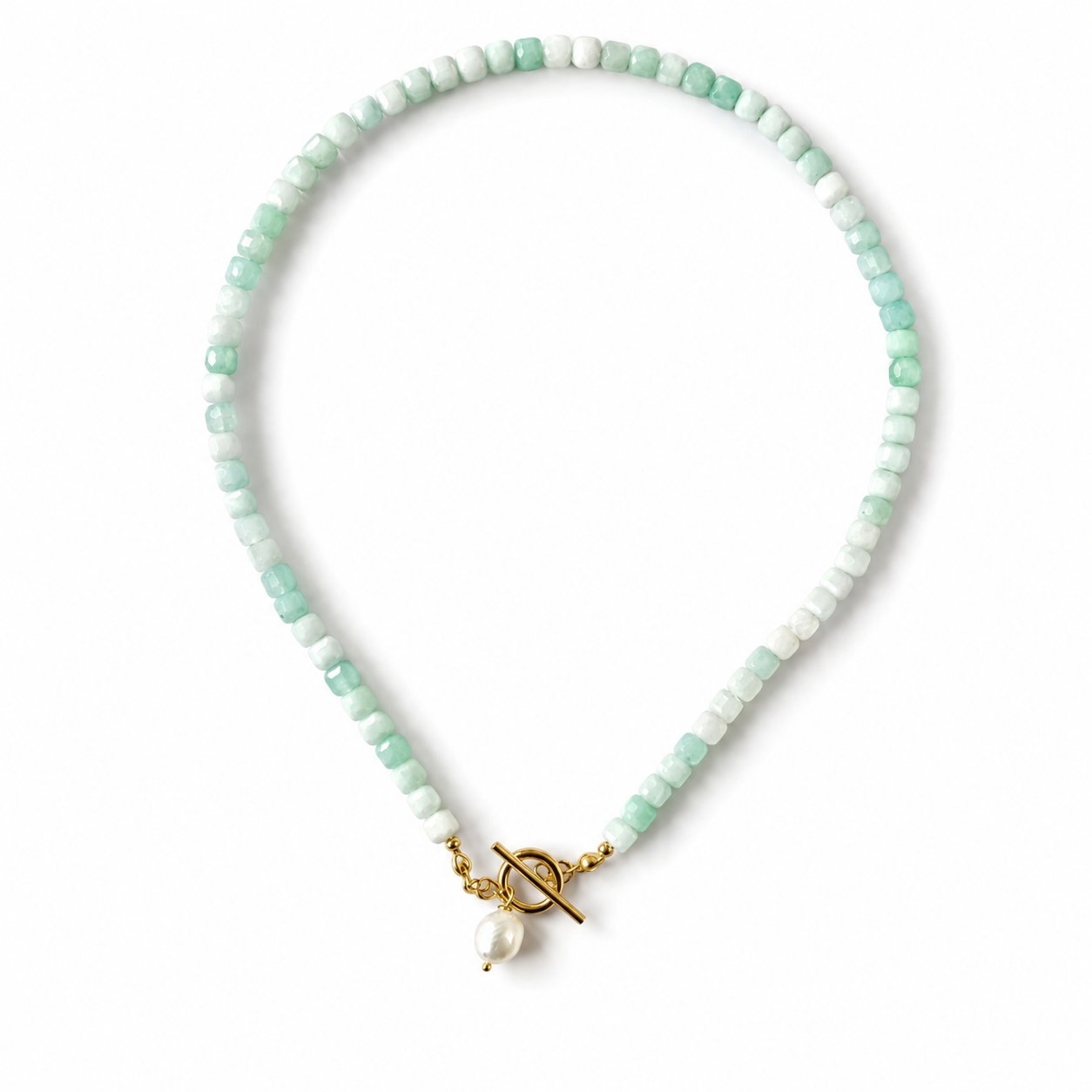 Aquamarine/Amazonite Natural Stone Beaded Necklace