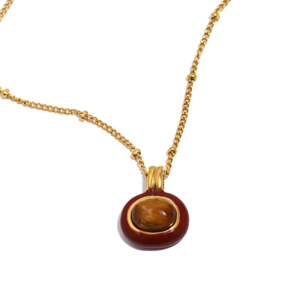 Tiger’s Eye Oval Pendant Necklace