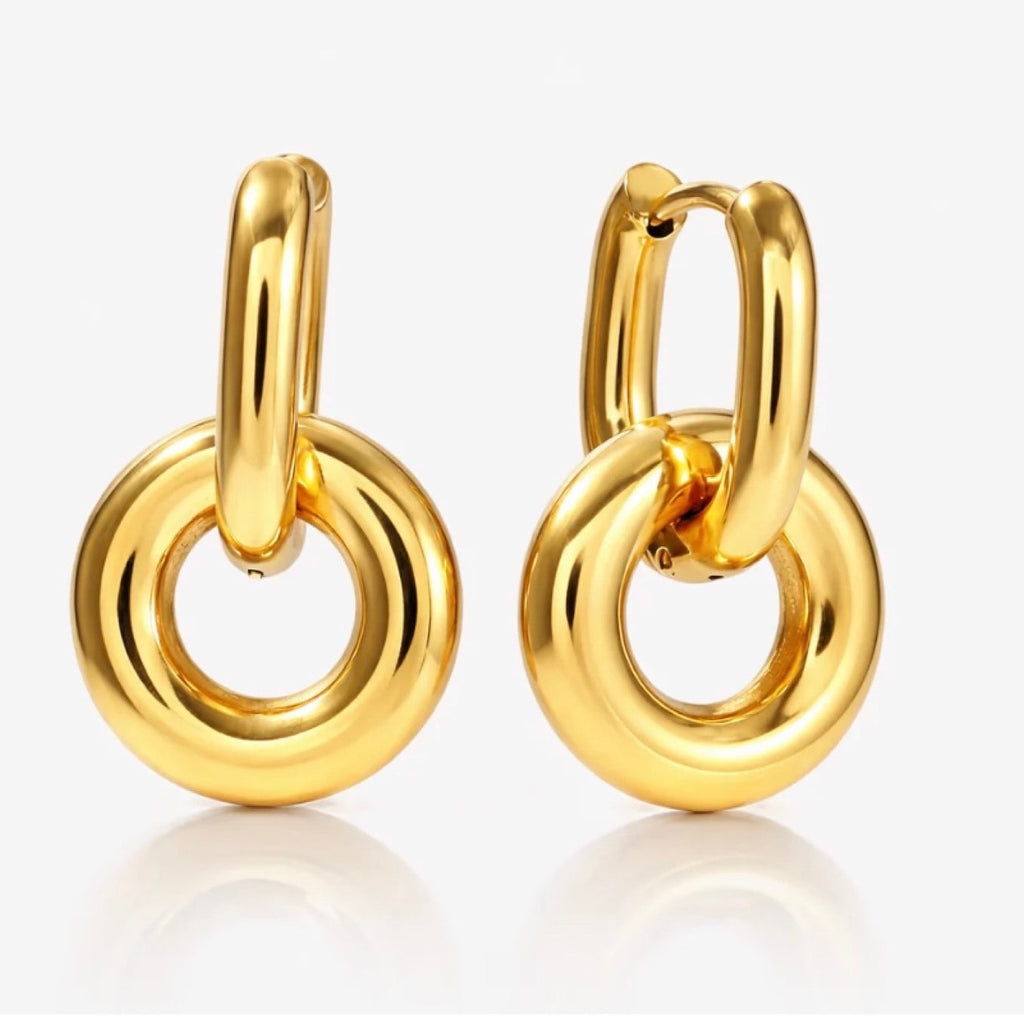 Double Hoop Gold Earrings