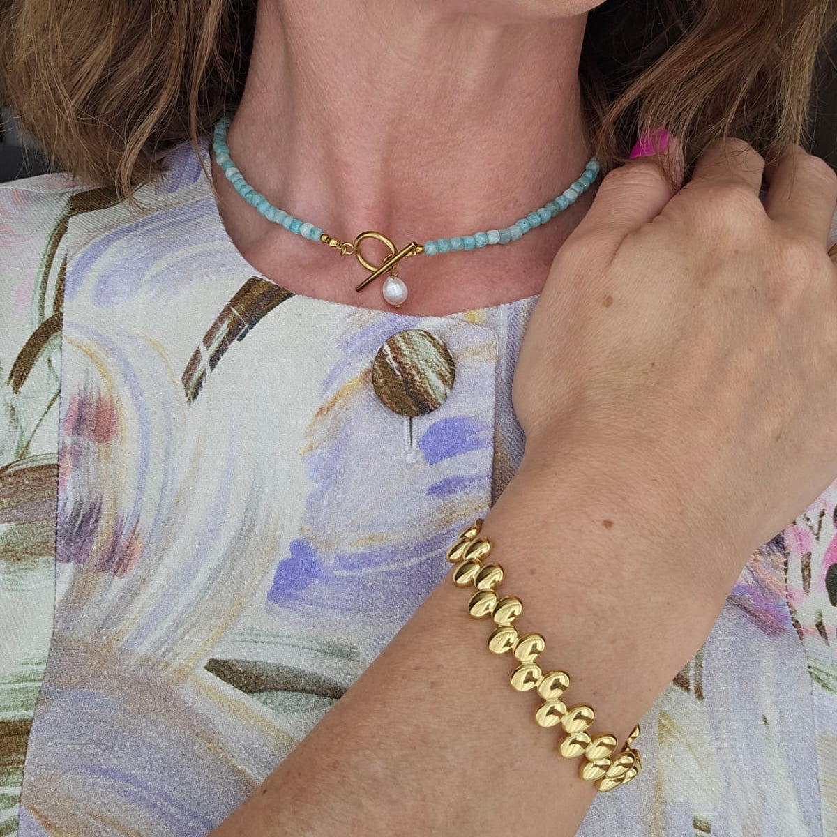 18k Gold Plated Pebble Bangle