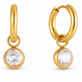 Clear Gem Drop Huggie Hoop Earrings
