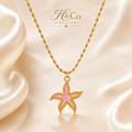 18K Gold Plated Pink Starfish Pendant Necklace