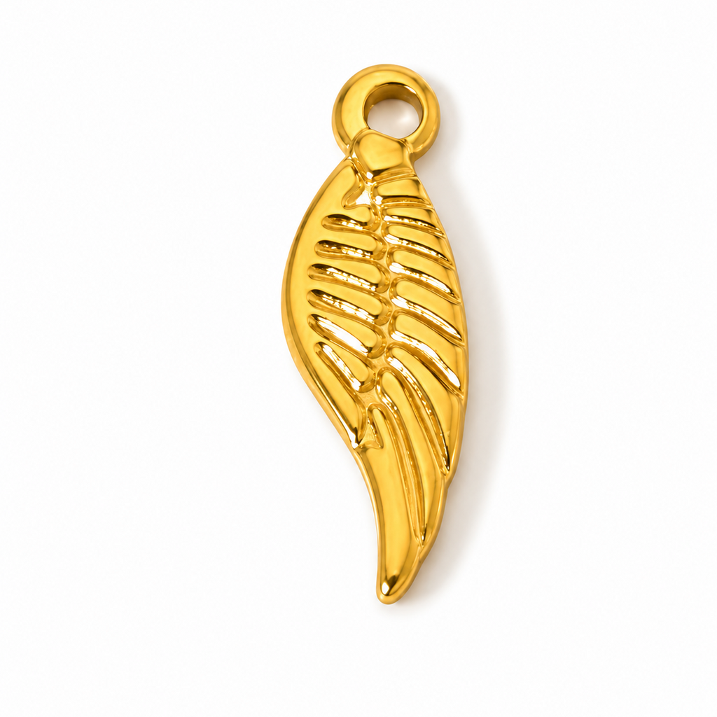 18k Gold Paperclip Necklace with Angel Wing & Gold Sun Pendant