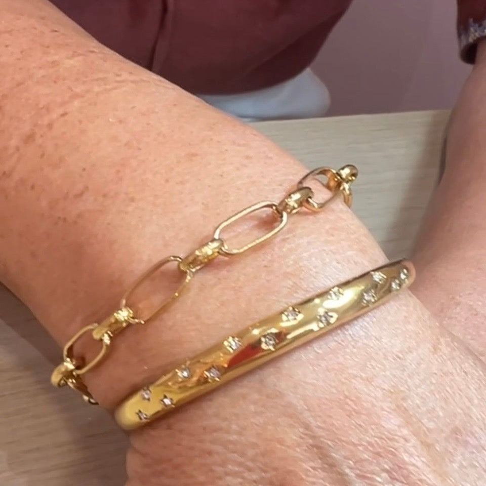 Celestial Star Open Cuff 18k Gold Plated Bangle