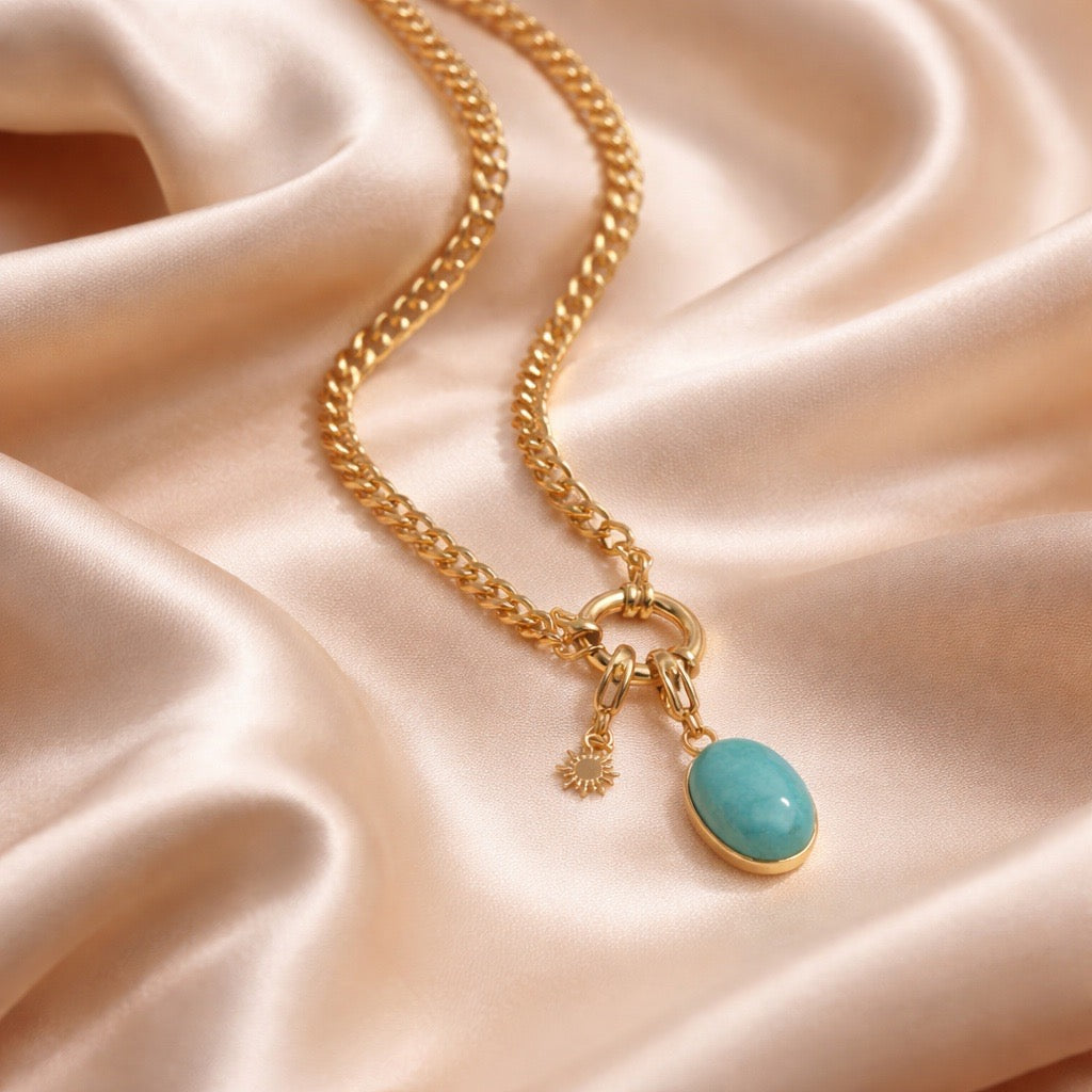 Blue Stone Charm Necklace