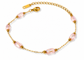 Pale Pink Glass Crystal Bead Gold Bracelet