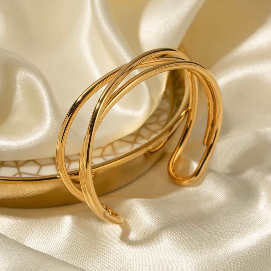 Triple Band 18k Gold Plated Bangle
