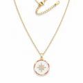 White Enamel & Gem Star Pendant on Fine 18k Gold Plated Chain