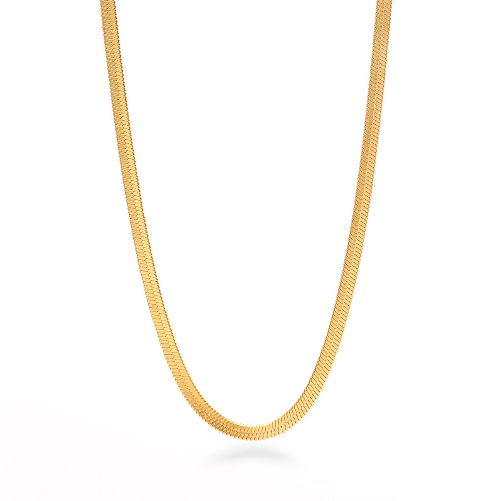 Flat Snake Chain in 18K Gold Plated and Stainless Steel