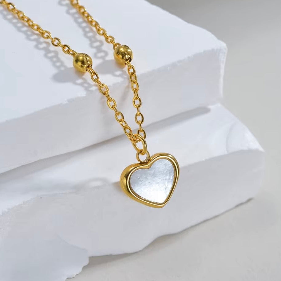 Shell Love Heart Necklace - Gold Plated