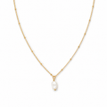 Single Freshwater Pearl Gold Beaded Chain Necklace
