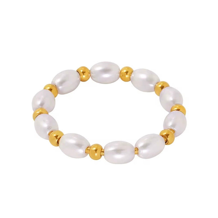 Pearl and Gold Beaded Ring