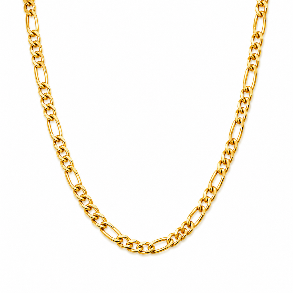 18K Gold Figaro Link Necklace