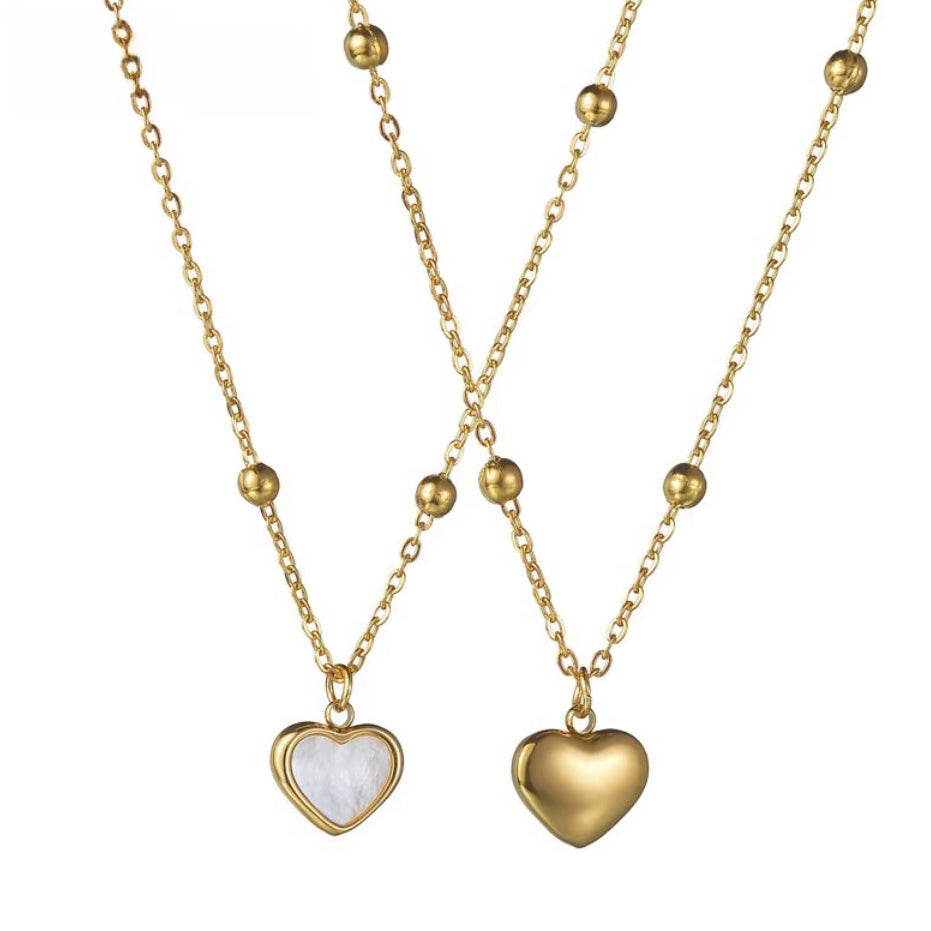 Shell Love Heart Necklace - Gold Plated