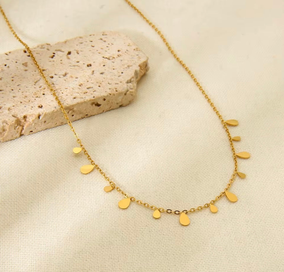 Dainty Water-drop necklace with Disc Charms
