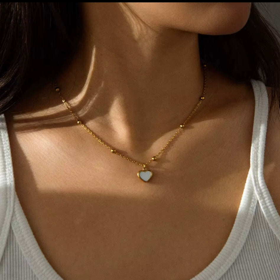 Shell Love Heart Necklace - Gold Plated