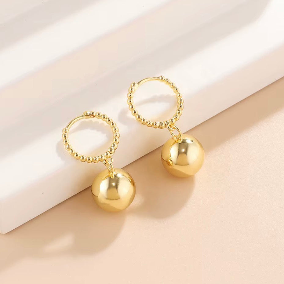 Beaded Huggie Earrings with Globe Drop