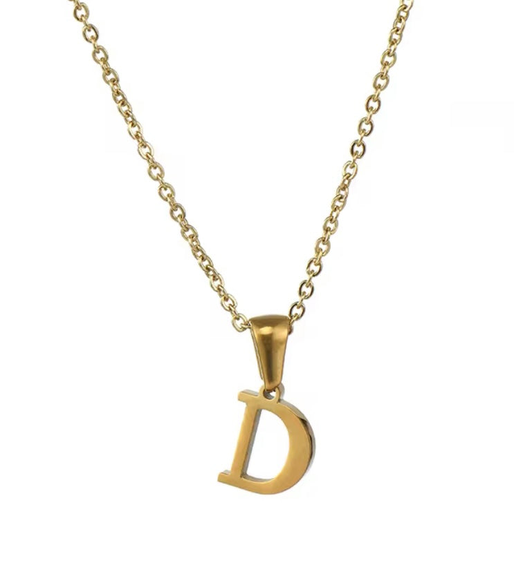18k Gold Initial Letter Necklace