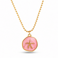 18K Gold Plated Round Pink Starfish Pendant Necklace