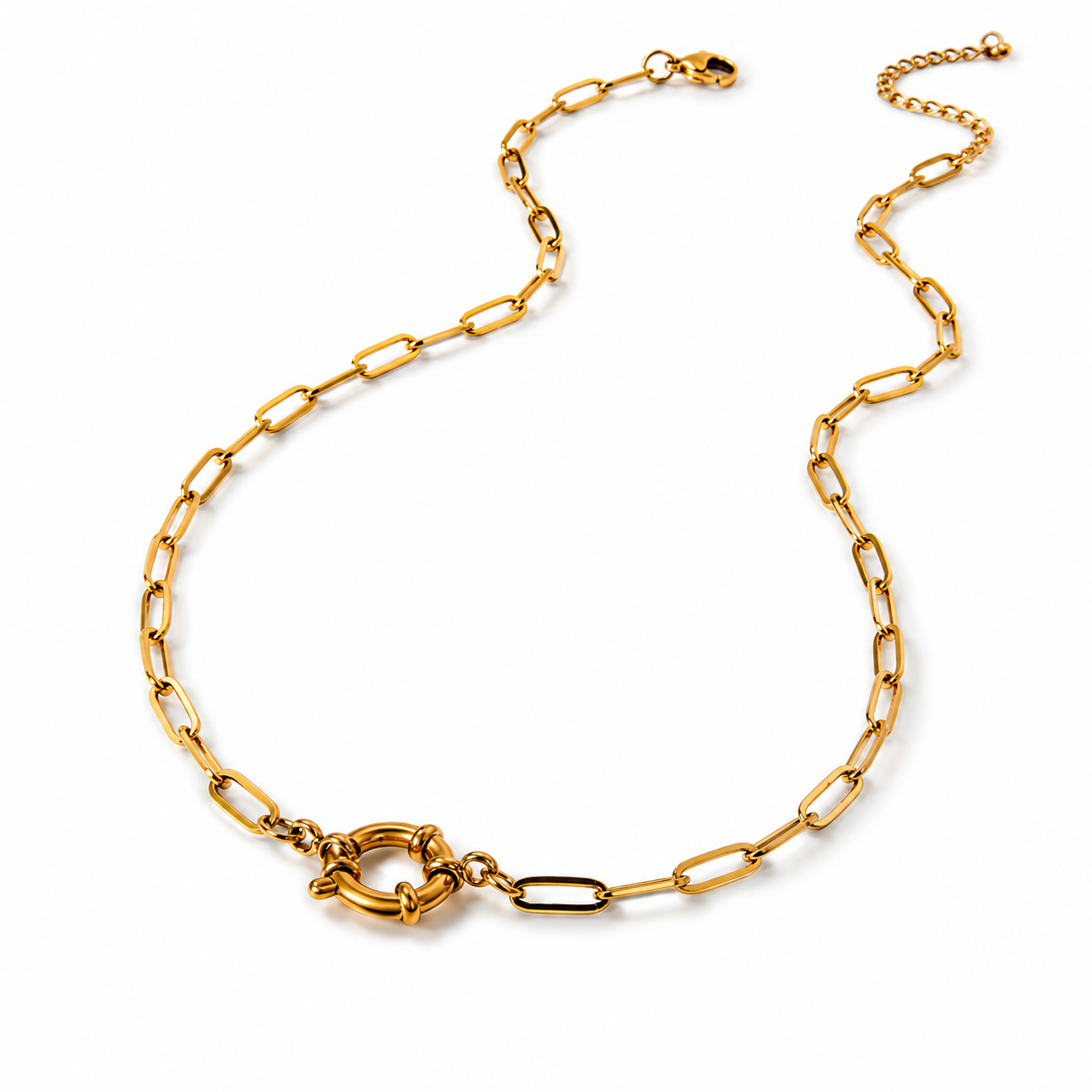18k Gold Paperclip Necklace for Charms